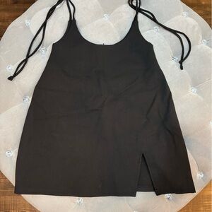 Tiger Mist Black Sleeveless Top Tie Straps